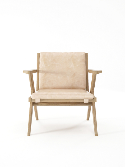 Tribute EASY CHAIR with LEATHER Aged-Cream | Armchairs | Karpenter