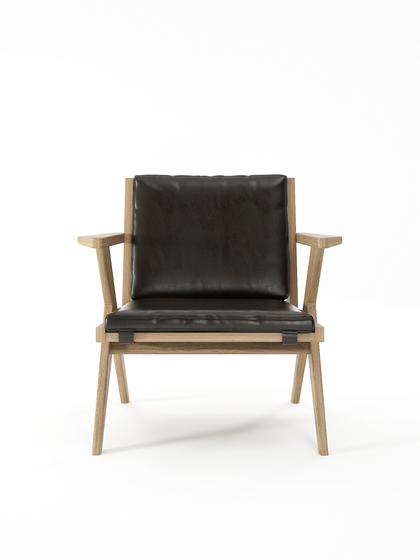 Tribute EASY CHAIR with LEATHER Satin Black | Armchairs | Karpenter