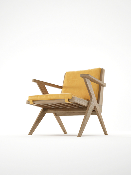 Tribute EASY CHAIR with LEATHER Mustard | Armchairs | Karpenter