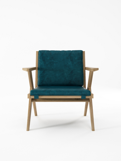 Tribute EASY CHAIR with LEATHER Deep Blue | Sillones | Karpenter