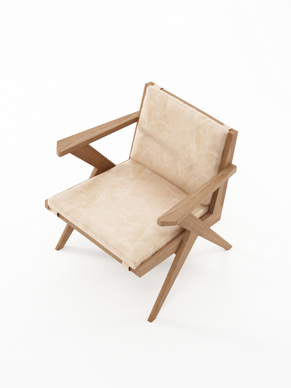 Tribute EASY CHAIR with LEATHER Aged-Cream | Armchairs | Karpenter
