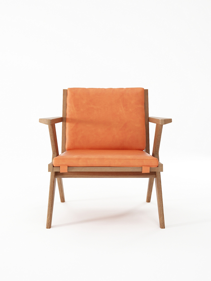 Tribute EASY CHAIR with LEATHER Tangerine | Armchairs | Karpenter