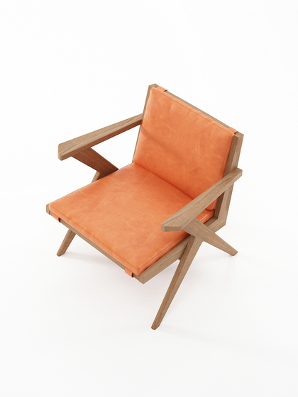 Tribute EASY CHAIR with LEATHER Tangerine | Armchairs | Karpenter