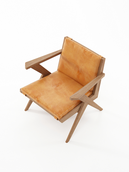 Tribute EASY CHAIR with LEATHER Tan Cognac | Sillones | Karpenter