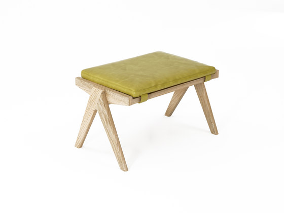 Tribute OTTOMAN with LEATHER Olive Green | Tabourets | Karpenter