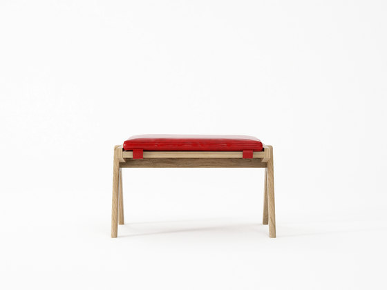 Tribute OTTOMAN with LEATHER Vintage Red | Stools | Karpenter