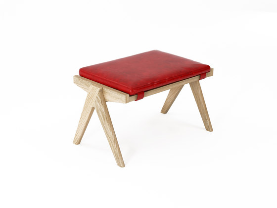 Tribute OTTOMAN with LEATHER Vintage Red | Stools | Karpenter