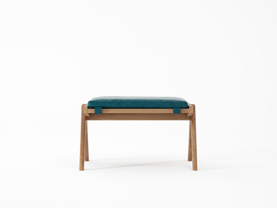 Tribute OTTOMAN with LEATHER Deep Blue | Stools | Karpenter