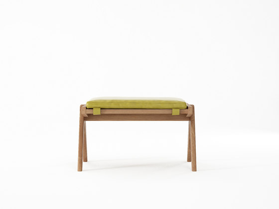 Tribute OTTOMAN with LEATHER Olive Green | Stools | Karpenter