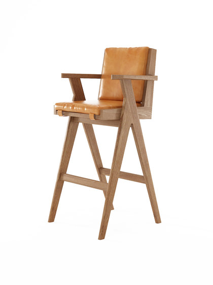 Tribute BARSTOOL with LEATHER Tan Cognac | Bar stools | Karpenter
