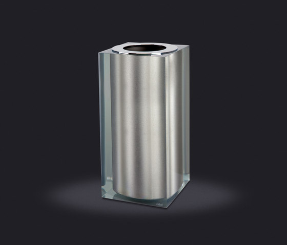 Platinum Gloss Small Wastebasket with Open Lid | Poubelles de salle de bain | Vallvé