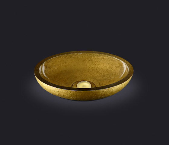 Dolce Oval Washbasin with Gold External Texture | Wash basins | Vallvé