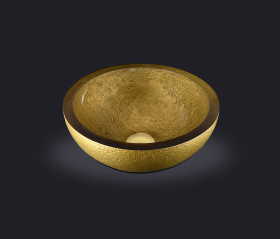Dolce Round Washbasin with Gold External Texture | Waschtische | Vallvé