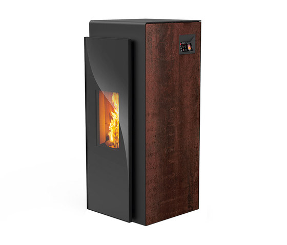 Kapo | with décor side panel rust effect / body black | Stoves | Rika