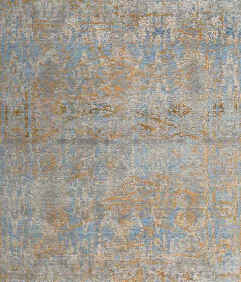 Elements Smoked leaf blue gold | Formatteppiche | THIBAULT VAN RENNE