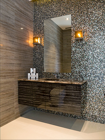 Luxury decorative surface for bathroom cabinets - Kinon® Pattern 401 in black | Laminati pareti | Kinon® Surface Design