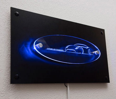 Acrylic Panel Illuminated with LED Standoffs | Wandleuchten | Gyford StandOff Systems®