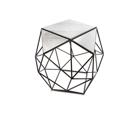 Archimedes Large Side Table in Steel w| Marble Inlay | Side tables | Matthew Shively