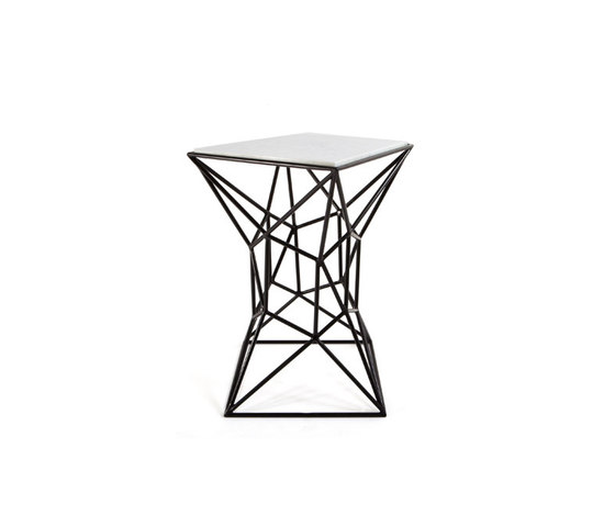 Archimedes Small Side Table in Steel w| Marble Inlay | Tables d'appoint | Matthew Shively