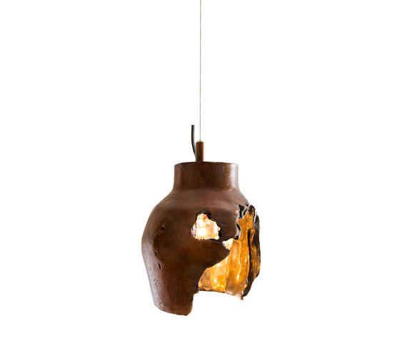 Decay Pendant 01 in French Brown, Pot Ash & Polished Bronze | Suspended lights | Matthew Shively