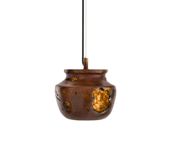 Decay Pendant 04 in French Brown, Pot Ash & Polished Bronze | Suspended lights | Matthew Shively