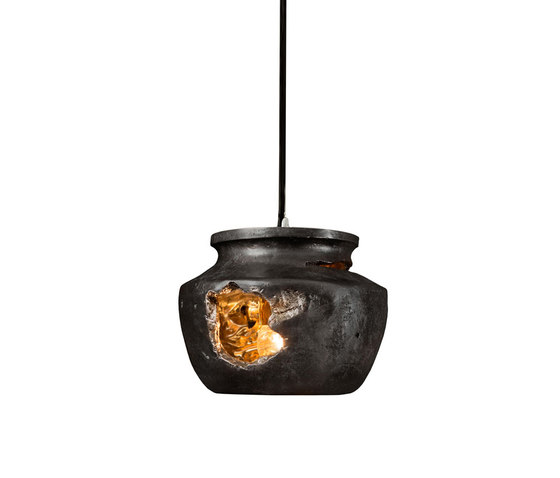 Decay Pendant 04 in Pot Ash & Polished Bronze | Suspended lights | Matthew Shively