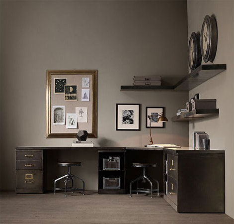 1940s Industrial Modular Office Double Corner Desk System | Desks | RH Contract