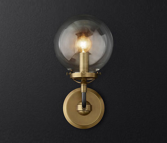 Bistro Globe Clear Glass Single Sconce | Lámparas de pared | RH Contract