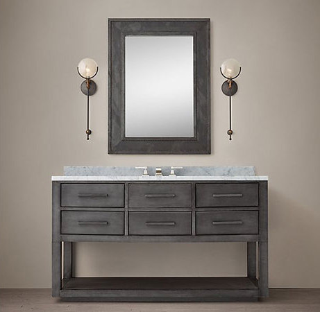 La Salle Metal-Wrapped Single Extra-Wide Washstand | Wash basins | RH Contract