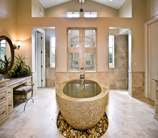 Oval Bathtub, Beige Granite | Bathtubs | Stone Forest