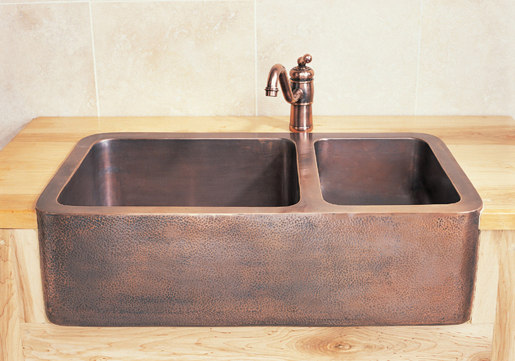 Copper Double Basin Farmhouse Sink | Küchenspülbecken | Stone Forest