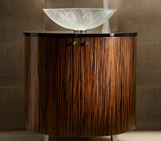 Freestanding Basin in Starphire with Palmier Engraving and Oval Vanity | Lavabi | Vitraform