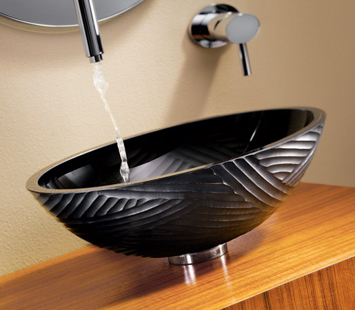 Freestanding Oval Basin in Black with Tebori Engraving | Wash basins | Vitraform