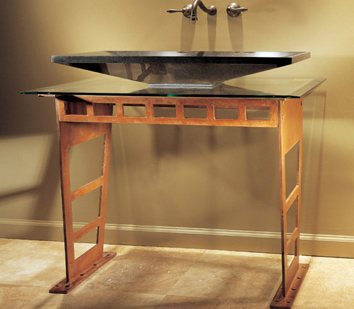 Double I-Beam Vanity with Glass Counter | Wash basins | Stone Forest