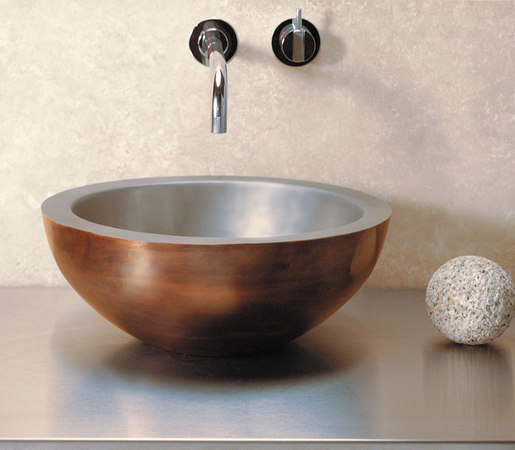 Small Beveled Vessel Sink, Copper-Stainless | Lavabi | Stone Forest