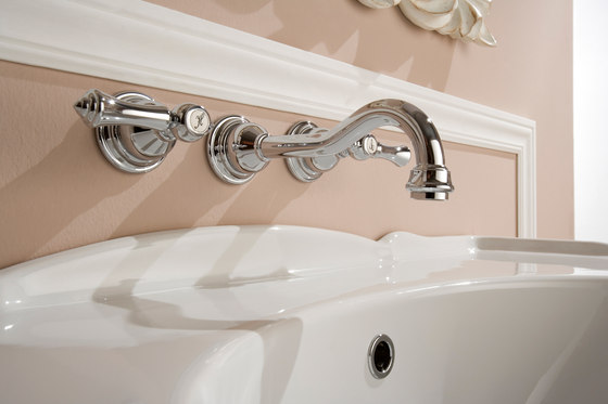 Nantucket - Wall-mounted basin mixer with 19cm spout - exposed parts | Robinetterie pour lavabo | Graff