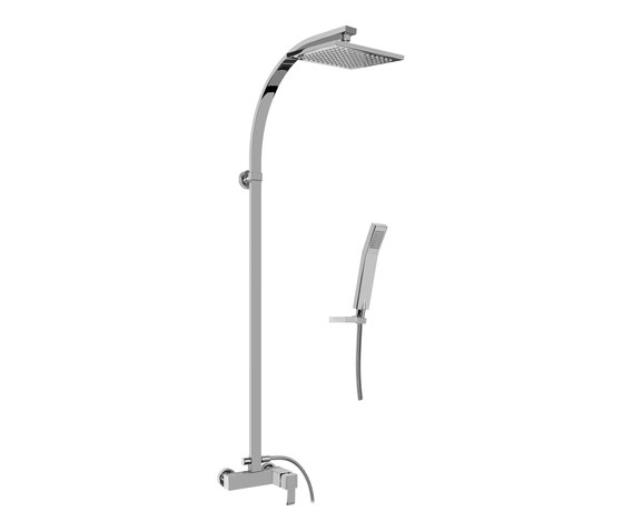 Qubic - Wall-mounted shower system with handshower and showerhead | Grifería para duchas | Graff