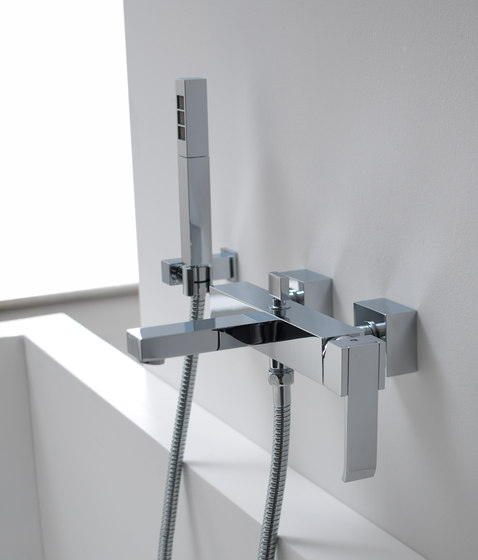 Qubic - Wall-mounted bath & shower mixer with hand shower set | Bath taps | Graff