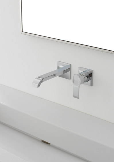 Qubic - Wall-mounted basin mixer with 19cm spout - exposed parts | Rubinetteria lavabi | Graff