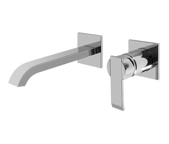 Qubic - Wall-mounted basin mixer with 19cm spout - exposed parts | Grifería para lavabos | Graff