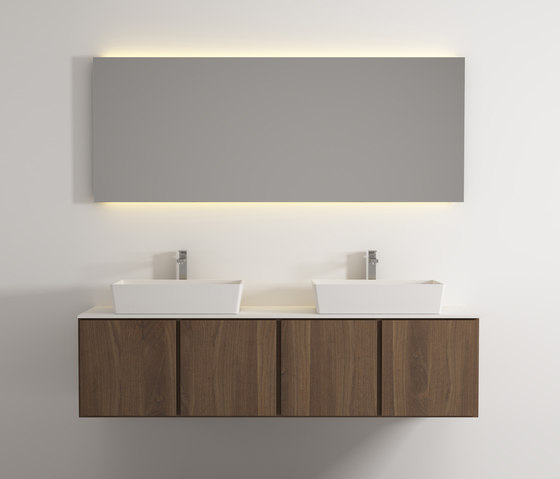 Move hanging cabinet 4 doors double washbasin | Panneaux matières minérales | Idi Studio