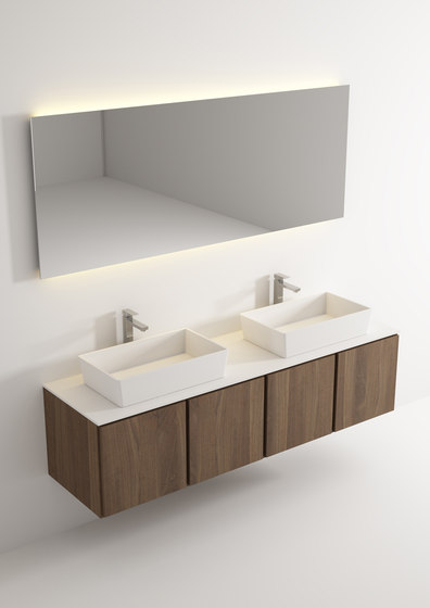 Move hanging cabinet 4 doors double washbasin | Panneaux matières minérales | Idi Studio
