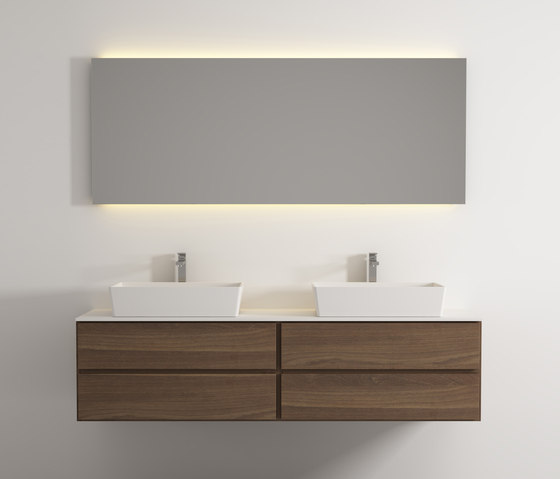 Move hanging cabinet 4 drawers double washbasin | Panneaux matières minérales | Idi Studio