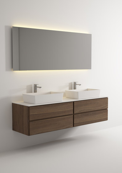 Move hanging cabinet 4 drawers double washbasin | Panneaux matières minérales | Idi Studio
