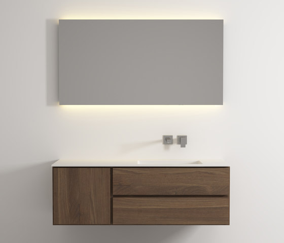 Move hanging cabinet 2 drawers 1 left door single integrated washbasin | Waschtischunterschränke | Idi Studio