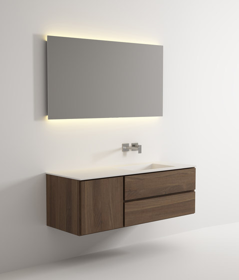 Move hanging cabinet 2 drawers 1 left door single integrated washbasin | Meubles sous-lavabo | Idi Studio