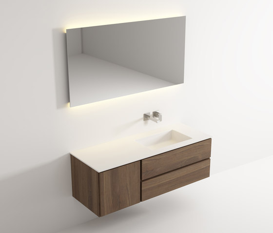 Move hanging cabinet 2 drawers 1 left door single integrated washbasin | Meubles sous-lavabo | Idi Studio