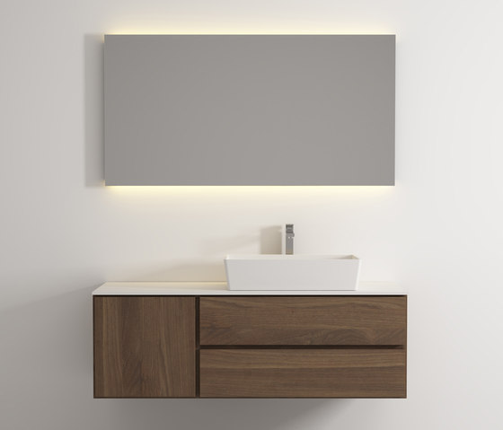 Move hanging cabinet 2 drawers 1 left door single washbasin | Mineral composite panels | Idi Studio