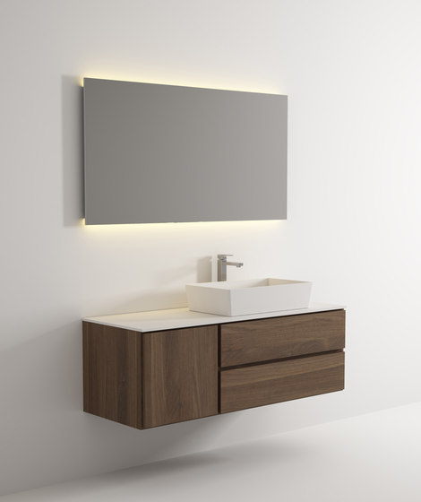 Move hanging cabinet 2 drawers 1 left door single washbasin | Mineral composite panels | Idi Studio