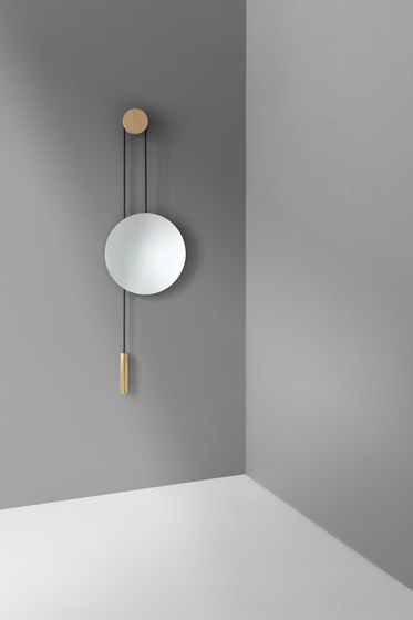 Rise and Shine Wall Mirror | Natural Oak w. Brass Weight | Specchi | NEW WORKS